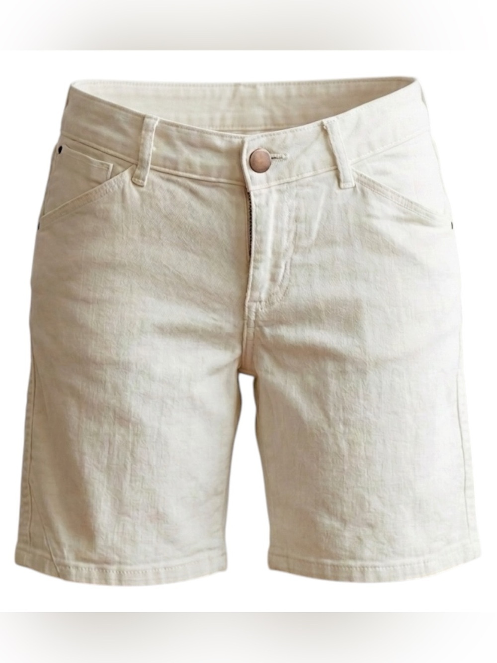 Eddie Bauer Women Denim White Bermuda Shorts Size 2 Stretch